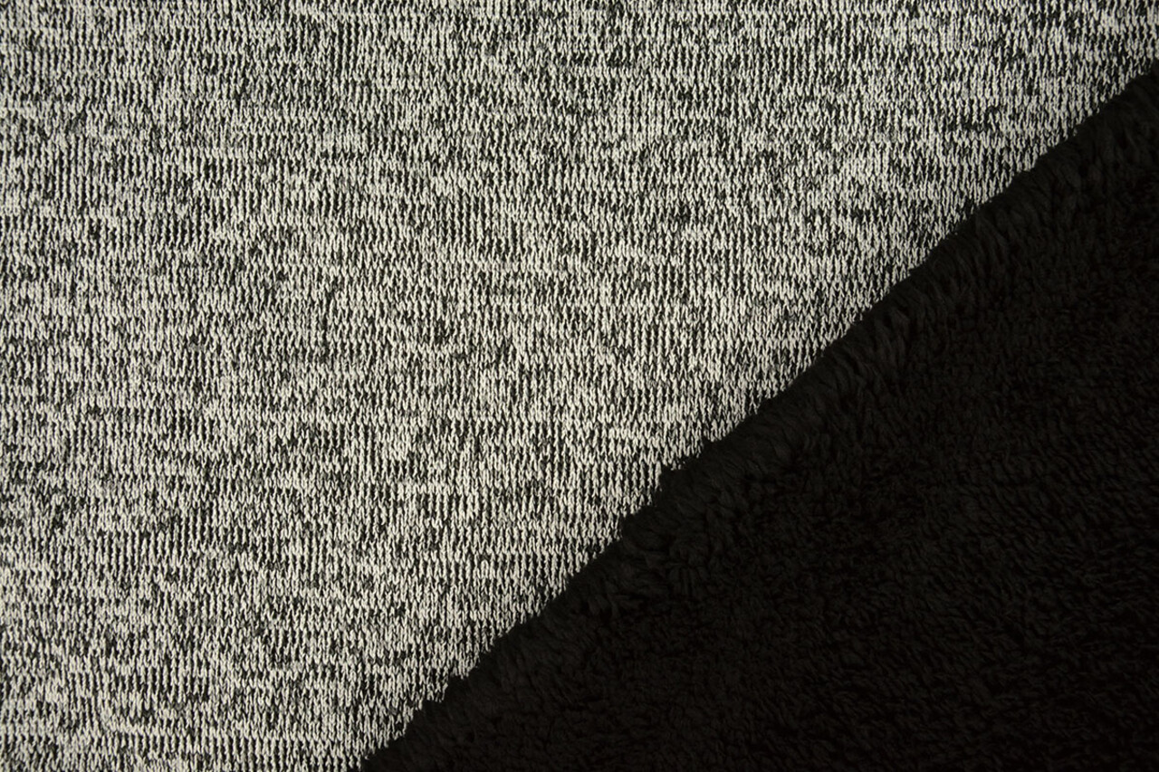 A Maglia Felpa, Pelliccia Mélange Nero Grigio A Maglia Felpa, Pelliccia Mélange Nero Grigio