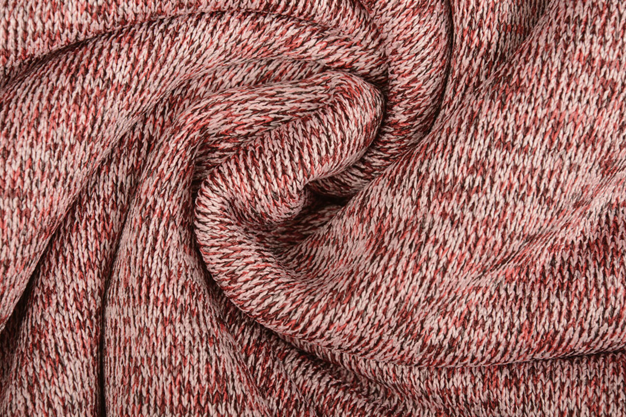 Sweatstoff Gestrickt, Bunt Melange Rot Sweatstoff Gestrickt, Bunt Melange Rot