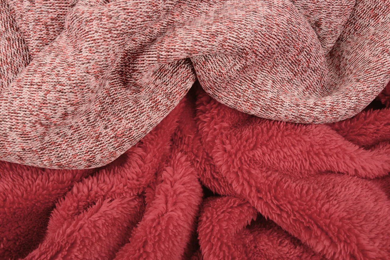 Sweatstoff Gestrickt, Bunt Melange Rot
