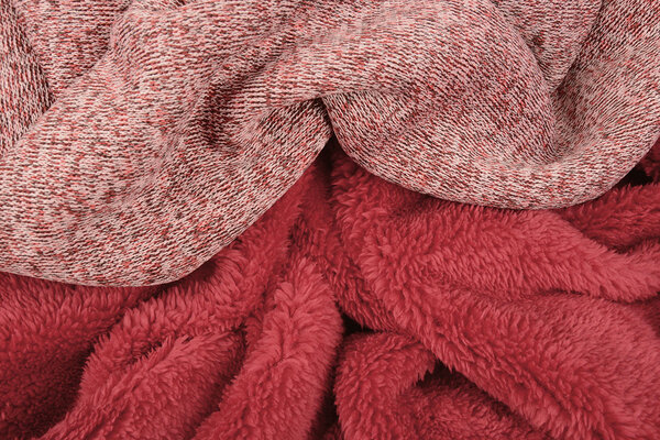 Knitted Jogging, Fur Melange Red Knitted Jogging, Fur Melange Red