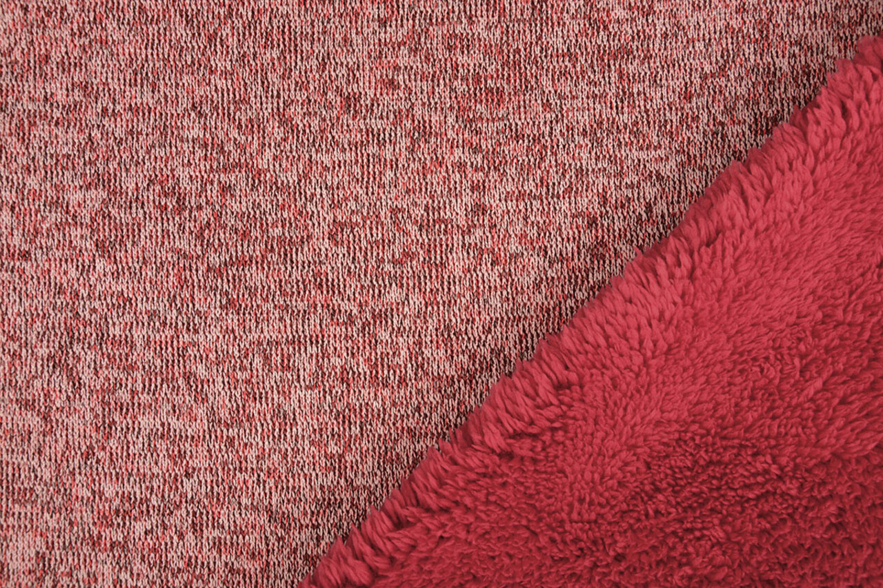 De Punto Tejido de Sudadera, Pelo Jaspeado Rojo De Punto Tejido de Sudadera, Pelo Jaspeado Rojo