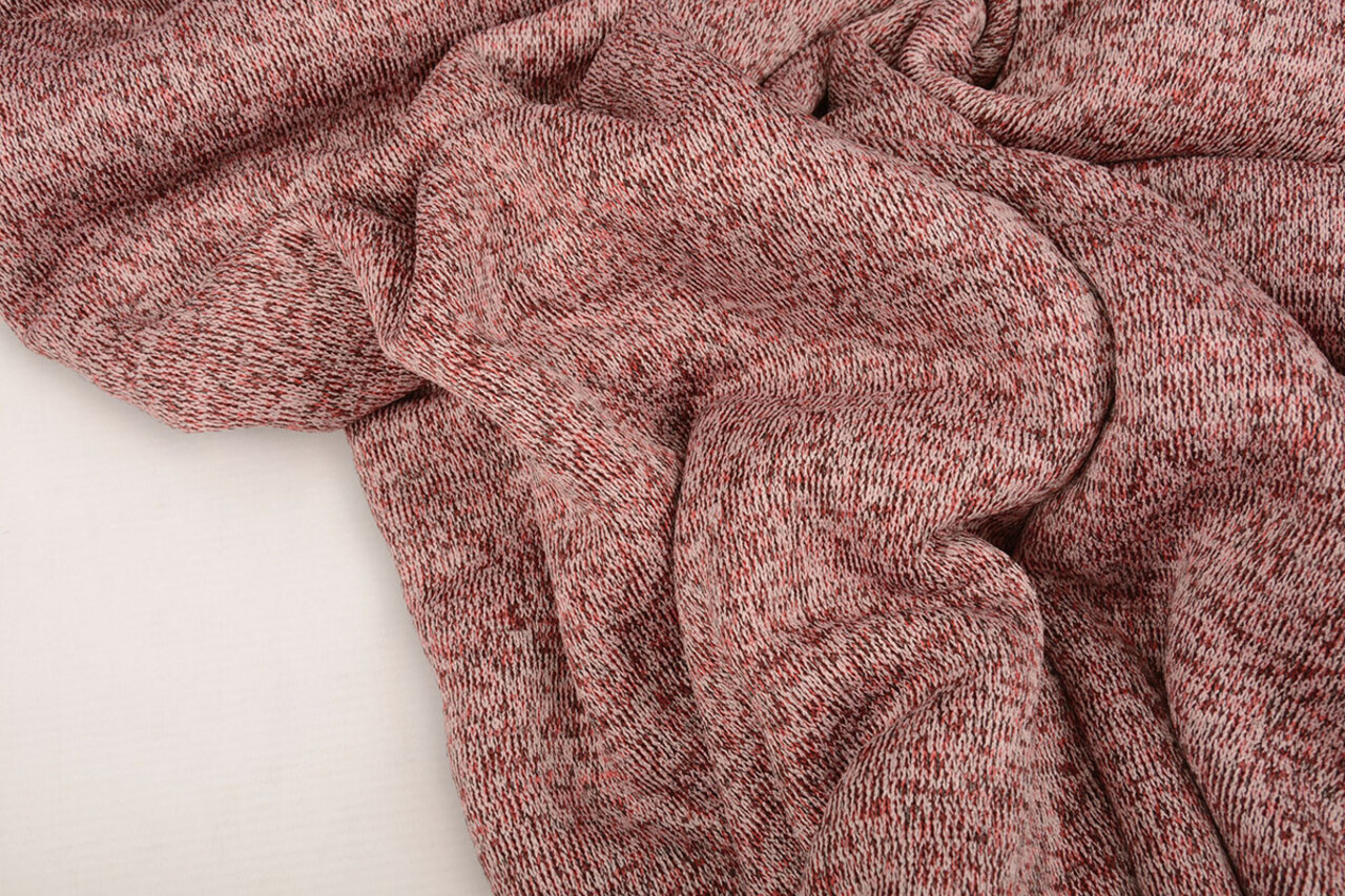 De Punto Tejido de Sudadera, Pelo Jaspeado Rojo De Punto Tejido de Sudadera, Pelo Jaspeado Rojo