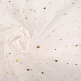 Fine Tulle Bianco Stelle Oro Fine Tulle Bianco Stelle Oro