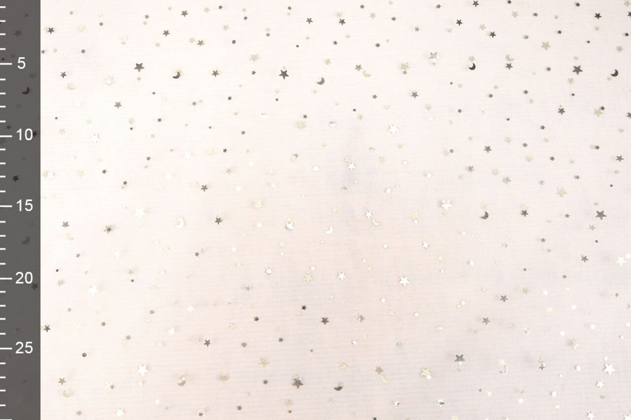 Fin Tulle Blanc Étoiles Argent Fin Tulle Blanc Étoiles Argent