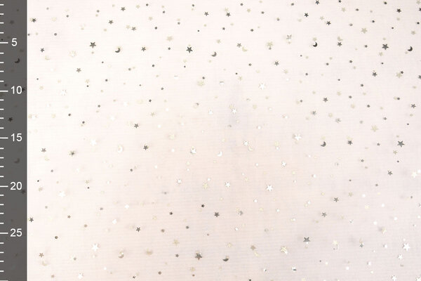 Fina Tul Blanco Estrellas Plateado