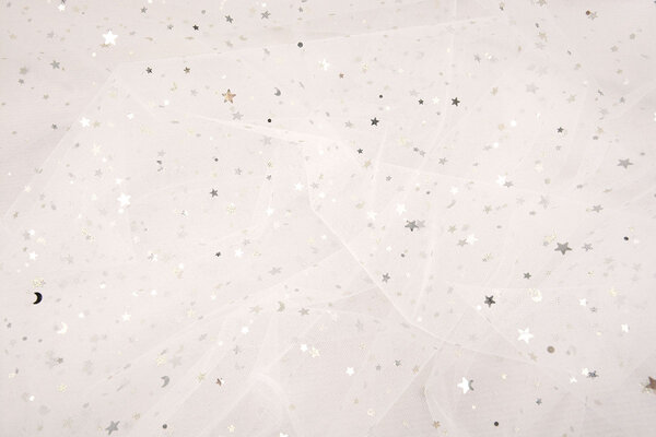 Fin Tulle Blanc Étoiles Argent Fin Tulle Blanc Étoiles Argent