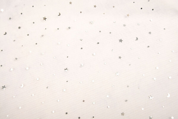 Fina Tul Blanco Estrellas Plateado