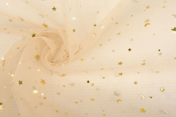 Fina Tul Almond Estrellas Dorado Fina Tul Almond Estrellas Dorado