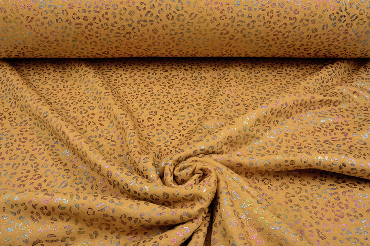 Jogging Alpenfleece Cheetah Drops Foil Oker Geel Melange
