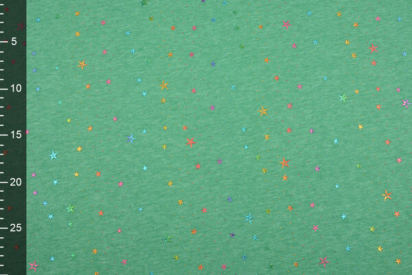 Tejido de Sudadera de Polar Alpino Star Drops Foil Verde Jaspeado Tejido de Sudadera de Polar Alpino Star Drops Foil Verde Jaspeado