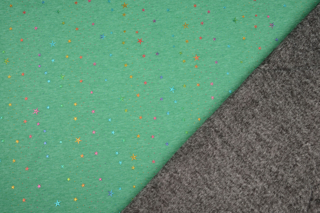 Jogging Alpenfleece Star Drops Foil Green Melange Jogging Alpenfleece Star Drops Foil Green Melange