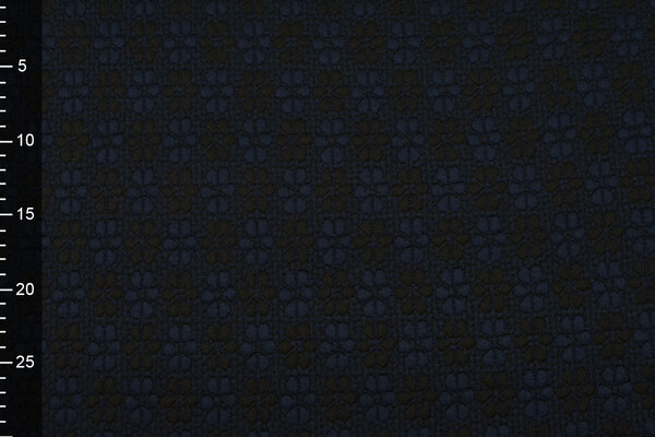 Gebreid Jacquard  Bloemen Marine-Zwart Gebreid Jacquard  Bloemen Marine-Zwart