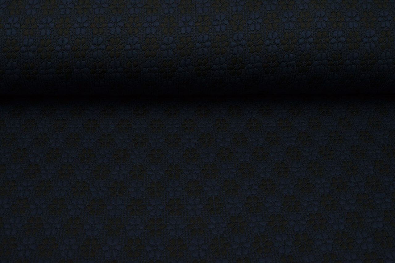 Gebreid Jacquard  Bloemen Marine-Zwart Gebreid Jacquard  Bloemen Marine-Zwart
