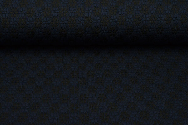 Gebreid Jacquard  Bloemen Marine-Zwart Gebreid Jacquard  Bloemen Marine-Zwart