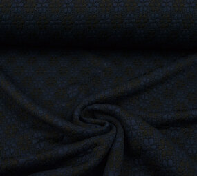 Gebreid Jacquard  Bloemen Marine-Zwart Gebreid Jacquard  Bloemen Marine-Zwart