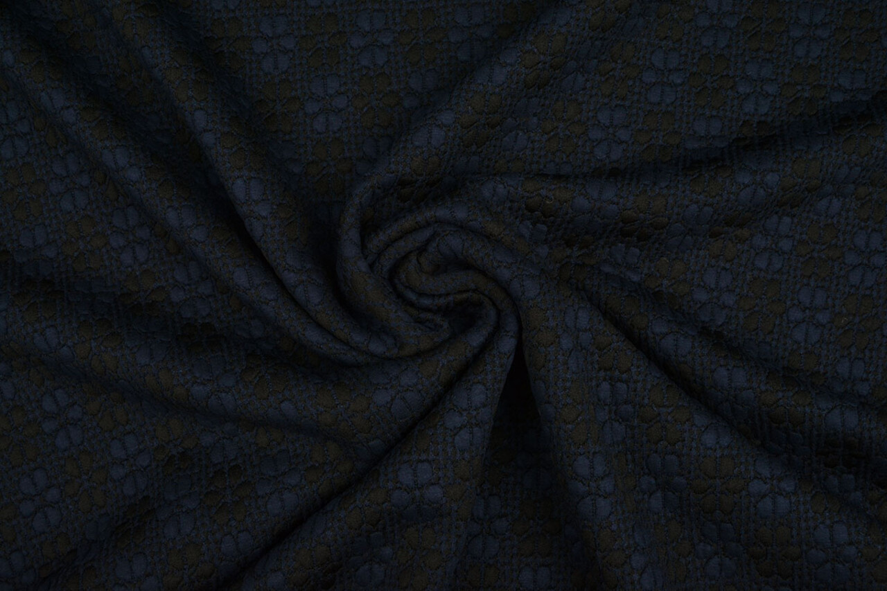 De Punto Jacquard Flores Azul Marino-Negro De Punto Jacquard Flores Azul Marino-Negro
