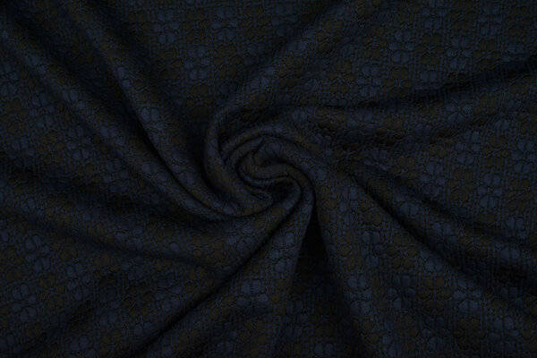Gebreid Jacquard  Bloemen Marine-Zwart Gebreid Jacquard  Bloemen Marine-Zwart