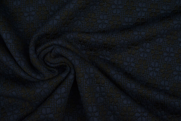 Gebreid Jacquard  Bloemen Marine-Zwart Gebreid Jacquard  Bloemen Marine-Zwart