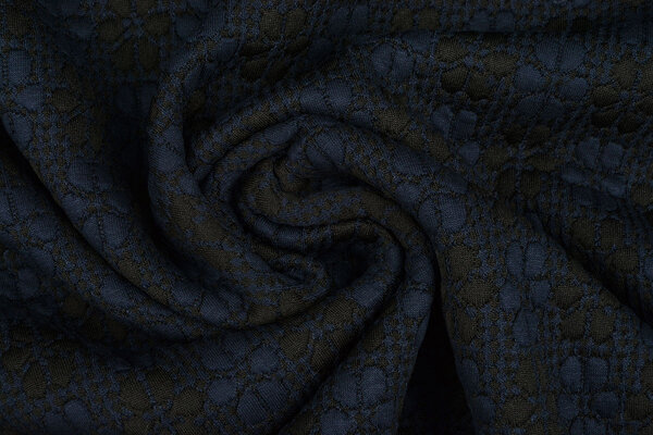 Gebreid Jacquard  Bloemen Marine-Zwart Gebreid Jacquard  Bloemen Marine-Zwart