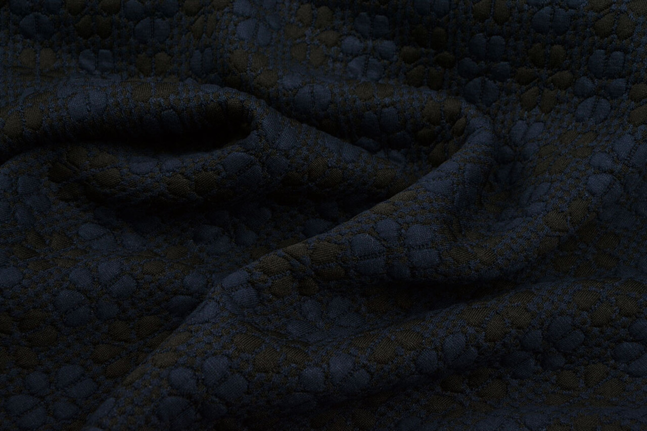 Gebreid Jacquard  Bloemen Marine-Zwart Gebreid Jacquard  Bloemen Marine-Zwart