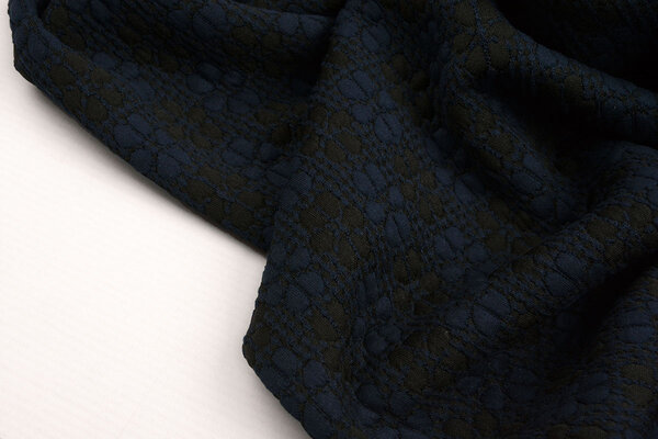 Gebreid Jacquard  Bloemen Marine-Zwart Gebreid Jacquard  Bloemen Marine-Zwart