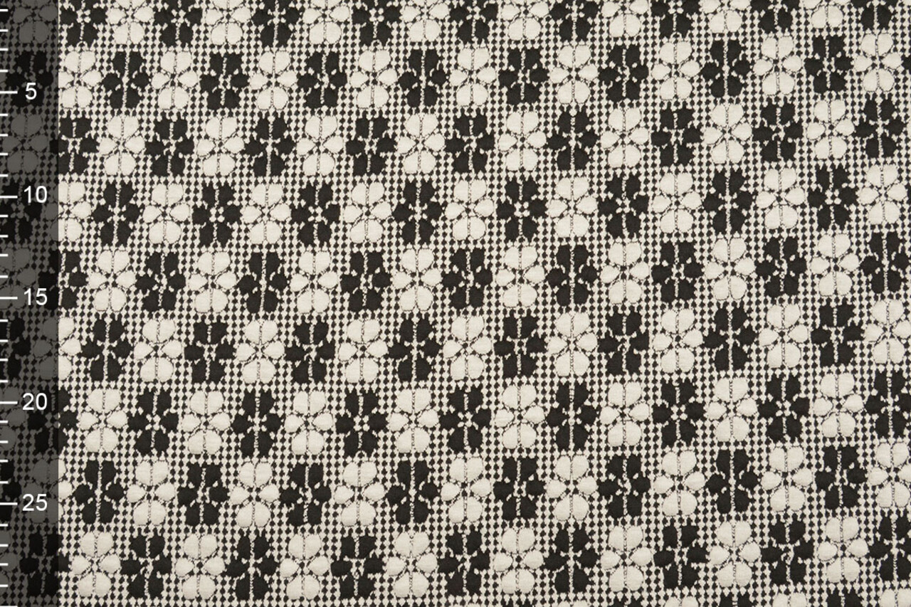 Gestrickt Jacquard Blumen Weiß-Schwarz