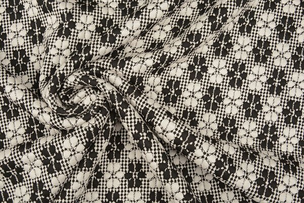Gestrickt Jacquard Blumen Weiß-Schwarz