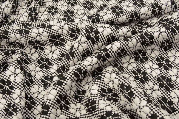 De Punto Jacquard Flores Blanco-Negro De Punto Jacquard Flores Blanco-Negro