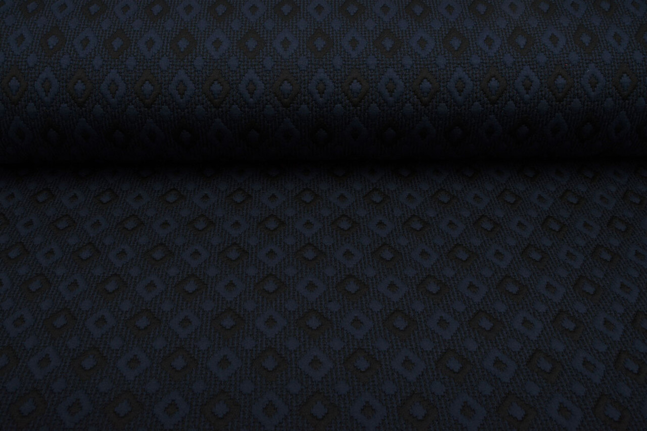 A Maglia Jacquard Quadri Blu Navy-Nero