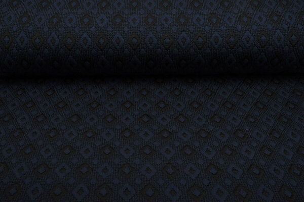 Gestrickt Jacquard Karo Marine-Schwarz Gestrickt Jacquard Karo Marine-Schwarz