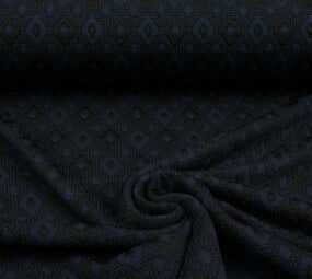 A Maglia Jacquard Quadri Blu Navy-Nero