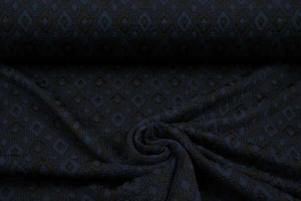 A Maglia Jacquard Quadri Blu Navy-Nero
