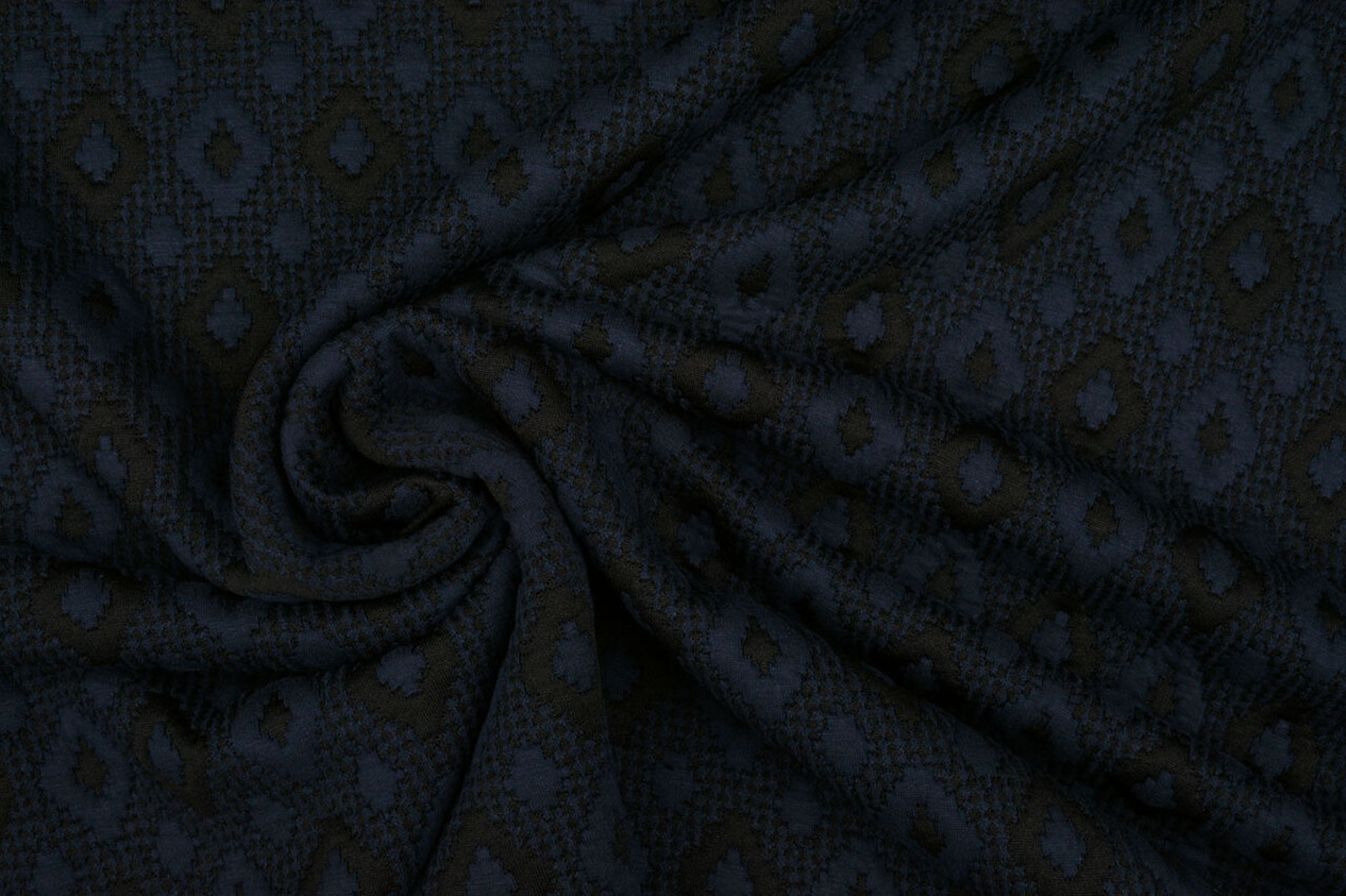 Tricoté Jacquard Carreaux Marine-Noir
