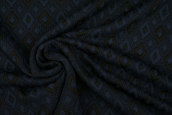 A Maglia Jacquard Quadri Blu Navy-Nero