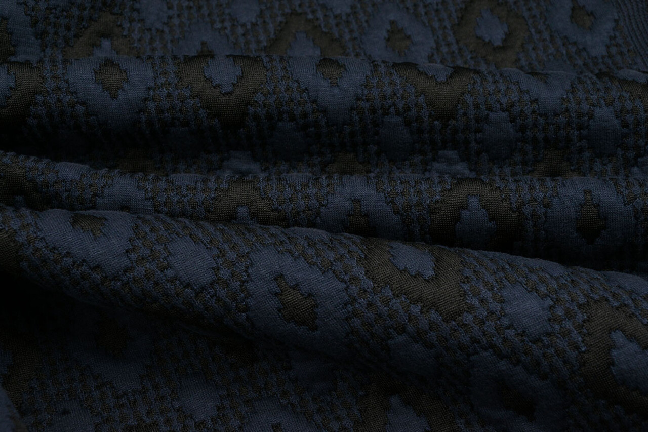 Gestrickt Jacquard Karo Marine-Schwarz Gestrickt Jacquard Karo Marine-Schwarz