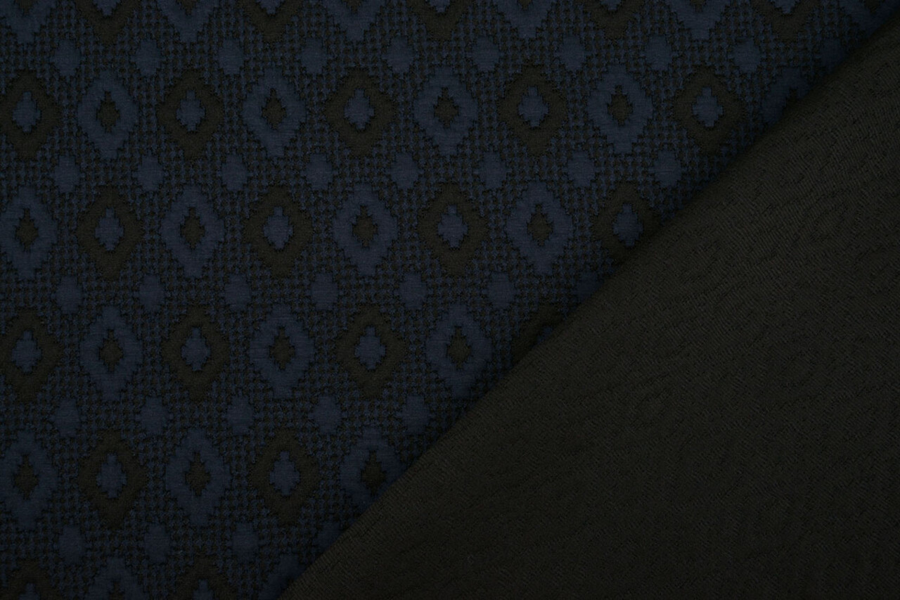 A Maglia Jacquard Quadri Blu Navy-Nero