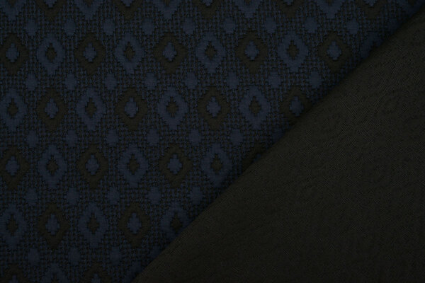 A Maglia Jacquard Quadri Blu Navy-Nero