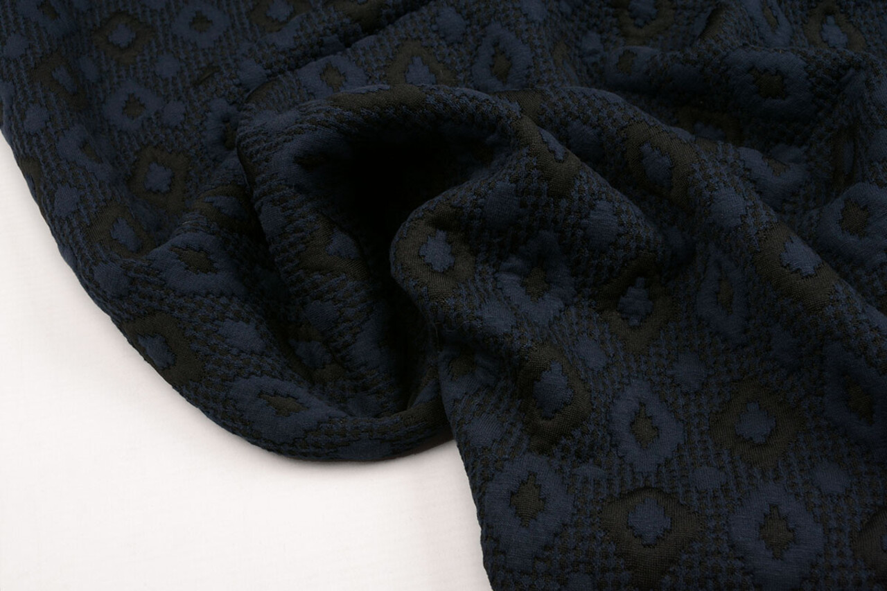 Gestrickt Jacquard Karo Marine-Schwarz Gestrickt Jacquard Karo Marine-Schwarz