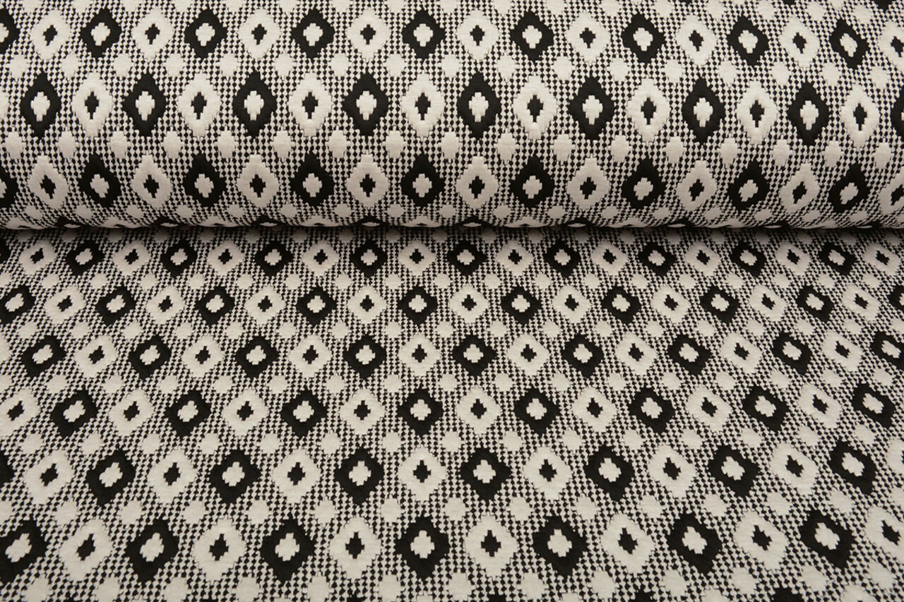Tricoté Jacquard Carreaux Blanc-Noir Tricoté Jacquard Carreaux Blanc-Noir