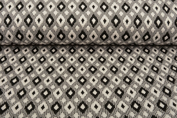 Tricoté Jacquard Carreaux Blanc-Noir Tricoté Jacquard Carreaux Blanc-Noir