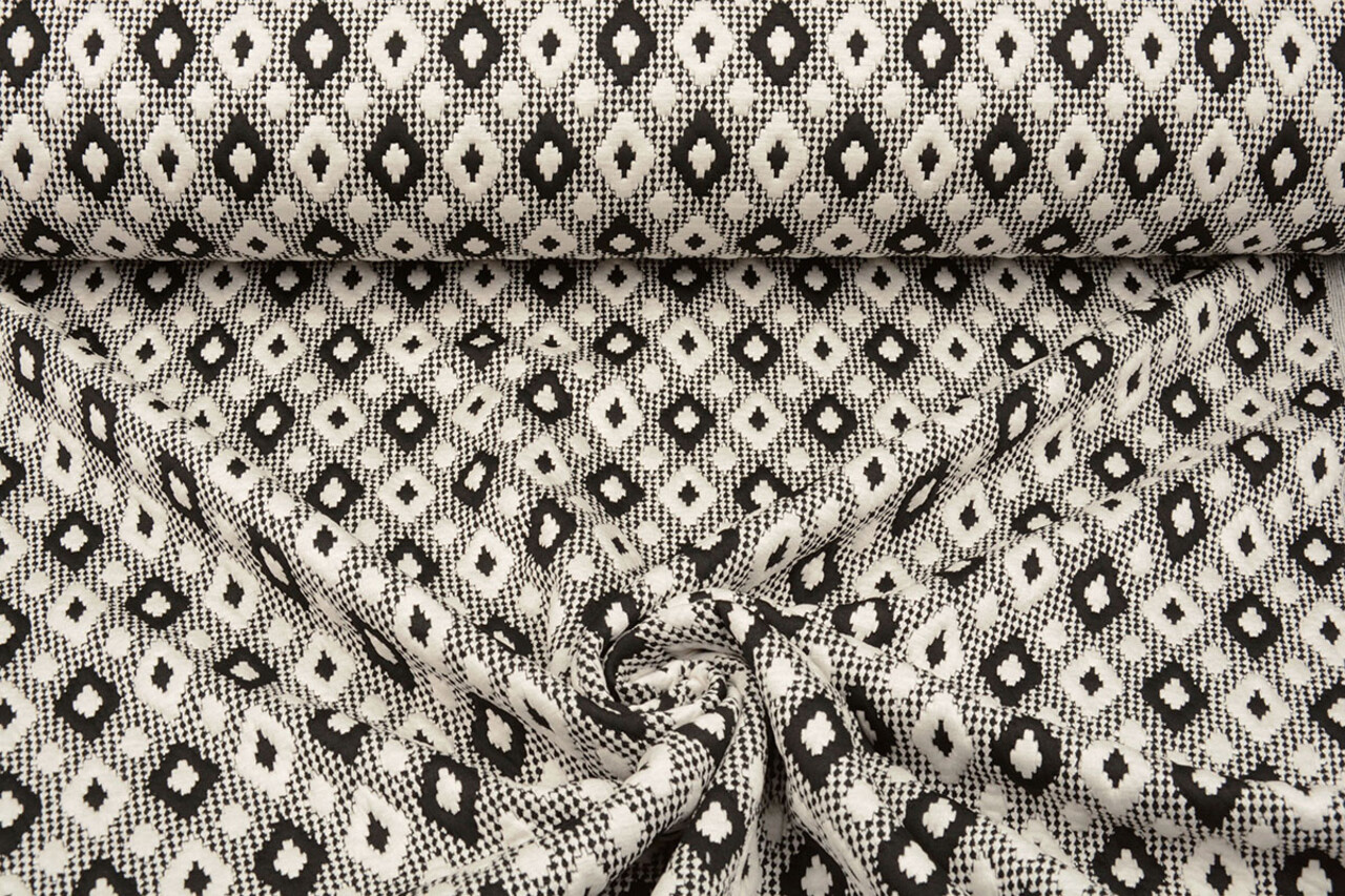 Gestrickt Jacquard Karo Weiß-Schwarz