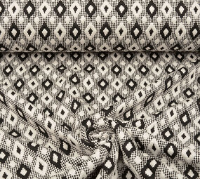 Gestrickt Jacquard Karo Weiß-Schwarz Gestrickt Jacquard Karo Weiß-Schwarz