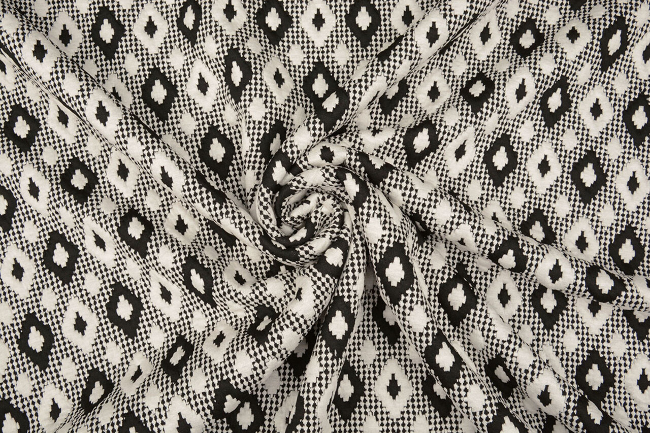 Gestrickt Jacquard Karo Weiß-Schwarz