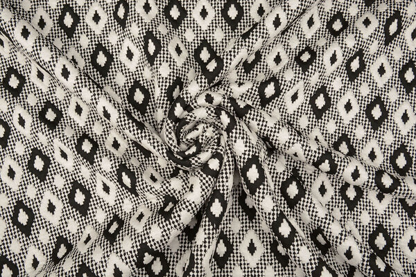 Gebreid Jacquard  Ruit Wit-Zwart