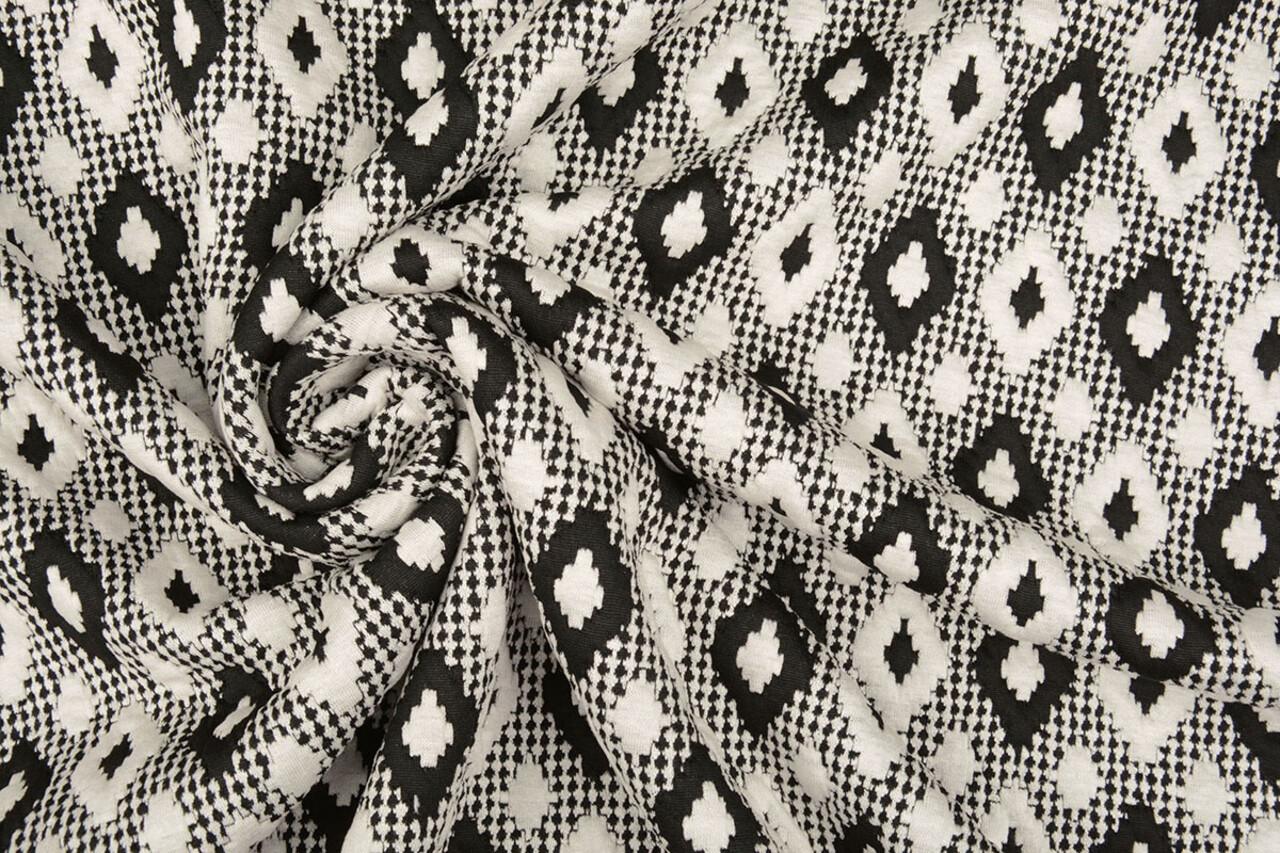 Tricoté Jacquard Carreaux Blanc-Noir Tricoté Jacquard Carreaux Blanc-Noir