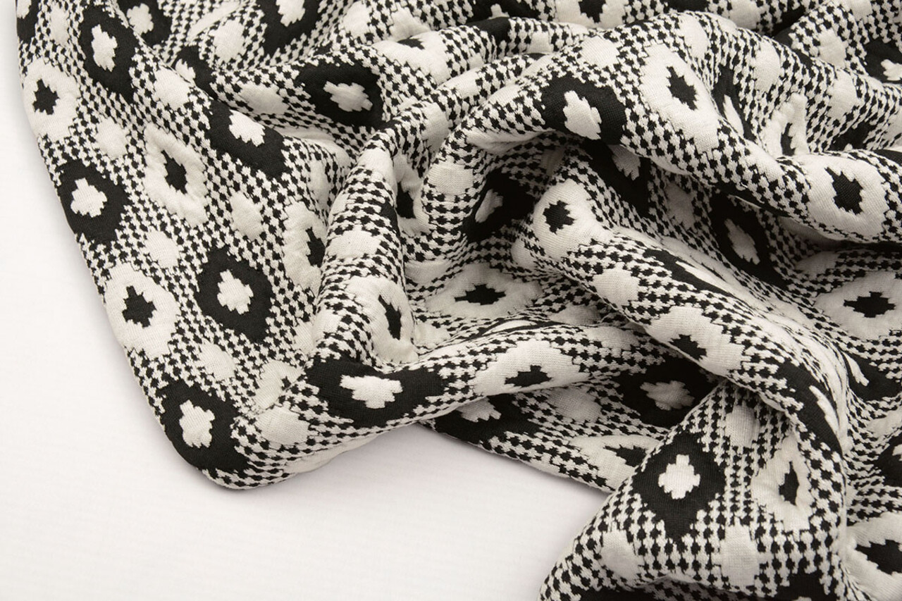 De Punto Jacquard Cuadros Blanco-Negro De Punto Jacquard Cuadros Blanco-Negro