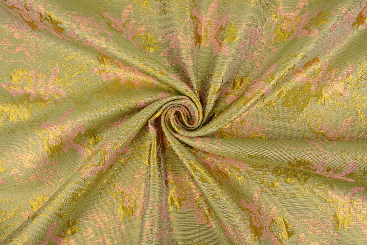 Brocade Celeste Green - Pink