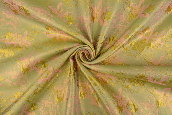 Broccato Celeste Verde - Rosa