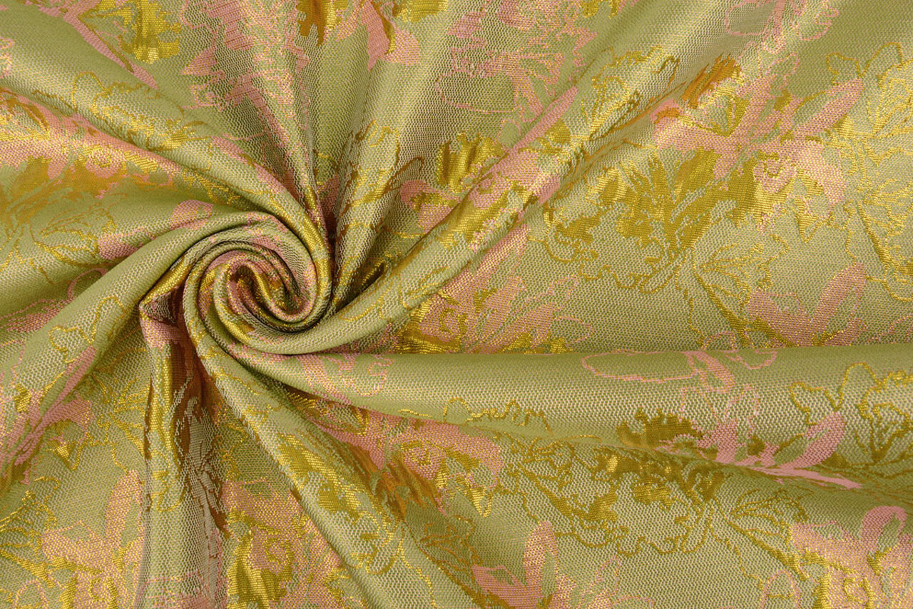 Brocade Celeste Green - Pink