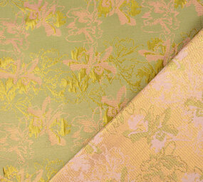 Broccato Celeste Verde - Rosa